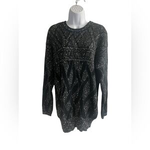 80s Vintage Collections by Michelle‎ Stuart Grey Gray and Black Grandpa Sweater